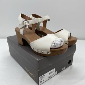 Style & Co. Womens Anddreas Faux Leather Heel Sandals White 6.5 Medium (B,M)